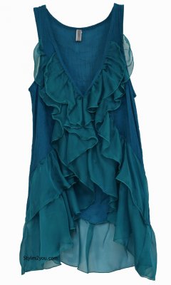 Virgie Victorian Button Down Ruffle Vest In Turquoise [ACNLN65760TQ ...