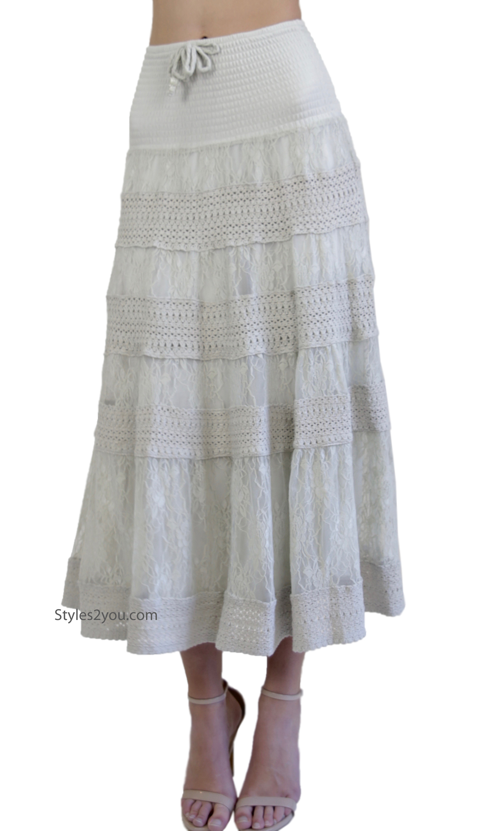 Celine Sleeveless Vintage Lace Dress OR Skirt In Cream Lapis Clothing ...