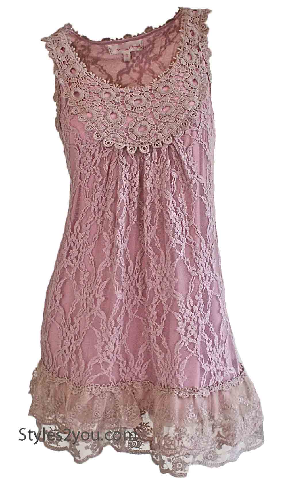 Anita Vintage Victorian Antique Lace Tunic In Pink [ANLS66430PK My ...