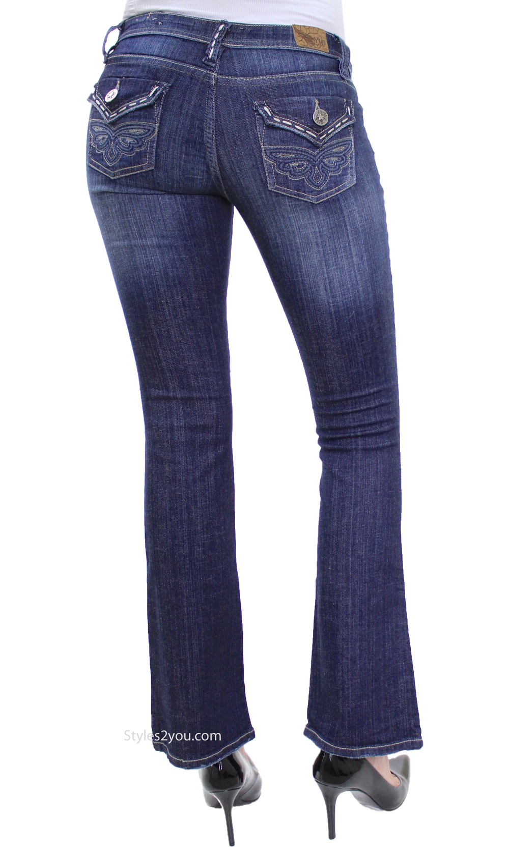 Laila YMI Bootcut Denim Jeans With Embroidered Pockets [P354310-S187 YMI  Jeans Bootcut] - $59.00